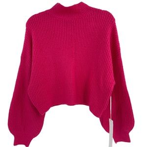 NWT Lumiere Mock Neck Cropped Pink Sweater Size Small